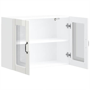 Küchen Hängeschrank Weiß Hochglanz mit Glastür