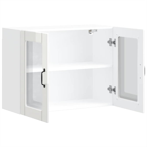 Küchen Hängeschrank Weiß Hochglanz mit Glastür