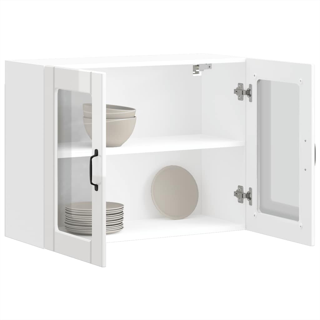 Küchen Hängeschrank Weiß Hochglanz mit Glastür