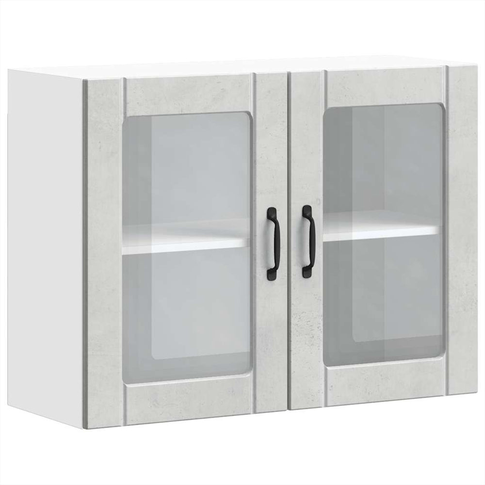 Küchen Hängeschrank Betongrau mit Glastür