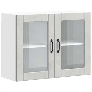 Küchen Hängeschrank Betongrau mit Glastür