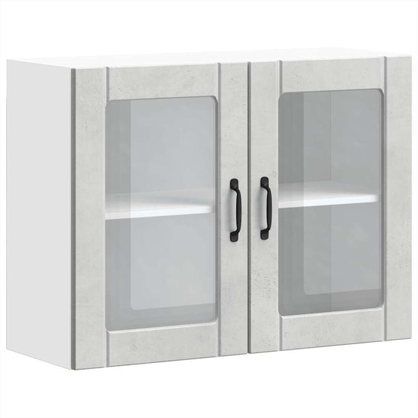Küchen Hängeschrank Betongrau mit Glastür