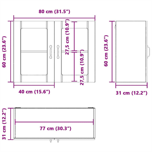 Küchen Hängeschrank Betongrau mit Glastür