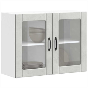 Küchen Hängeschrank Betongrau mit Glastür