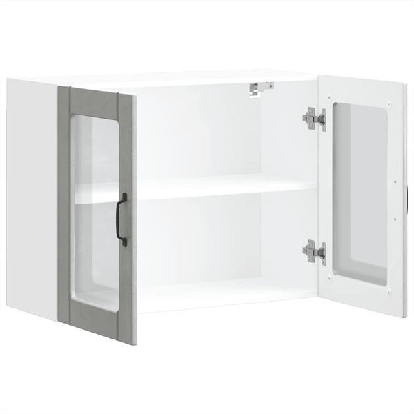Küchen Hängeschrank Betongrau mit Glastür