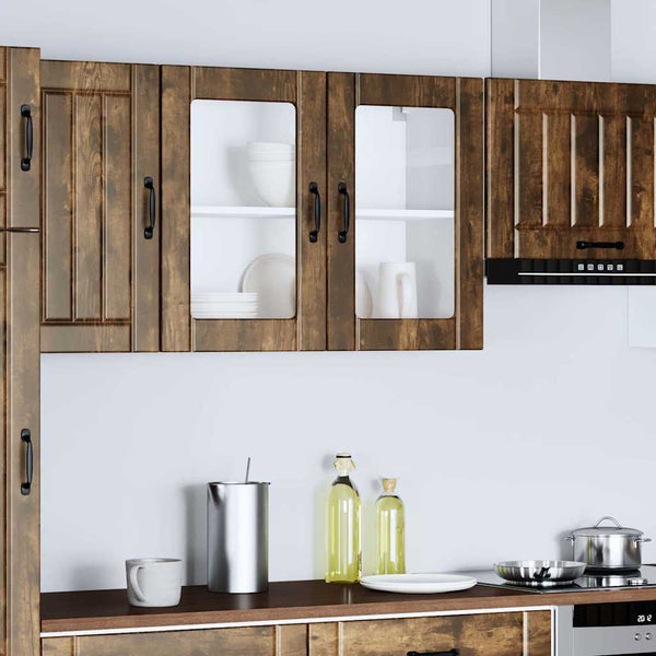 Küchen Hängeschrank Lucca Räuchereiche Glastür