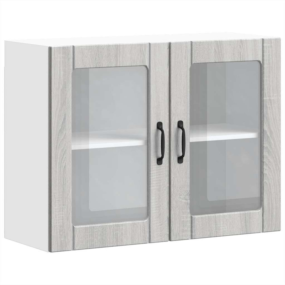 Küchen Hängeschrank Grau Sonoma mit Glastür
