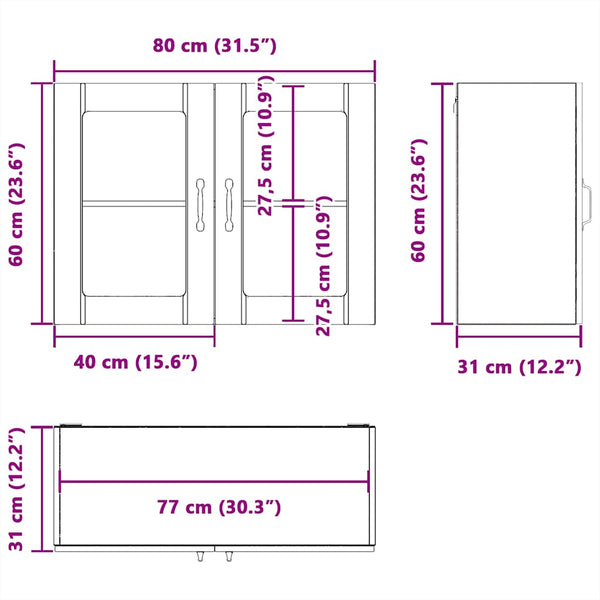 Küchen-Hängeschrank Artisan Eiche mit Glastür