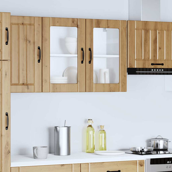Küchen-Hängeschrank Artisan Eiche mit Glastür