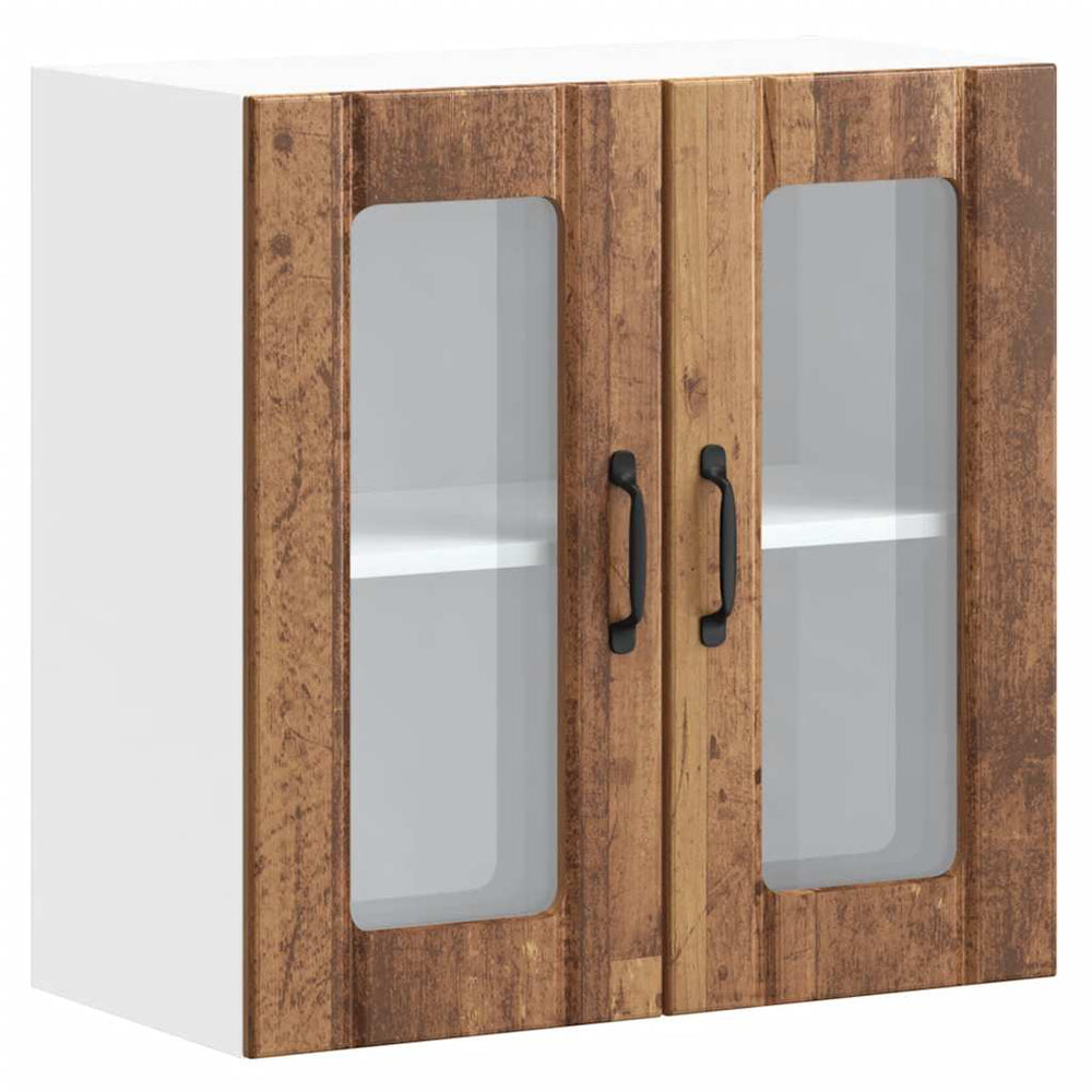 Küchen Hängeschrank Altholz-Optik mit Glastür