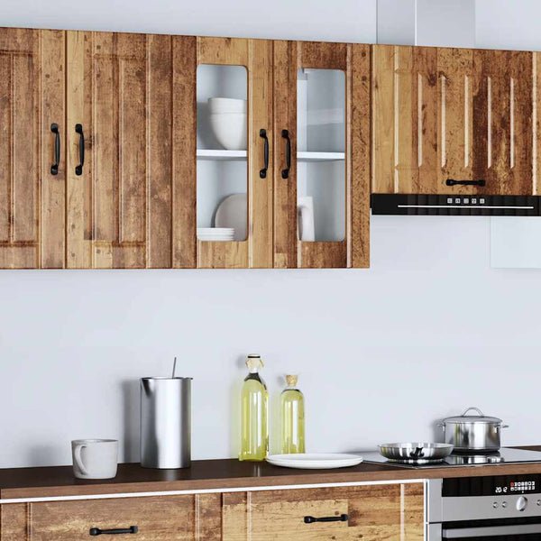 Küchen Hängeschrank Altholz-Optik mit Glastür