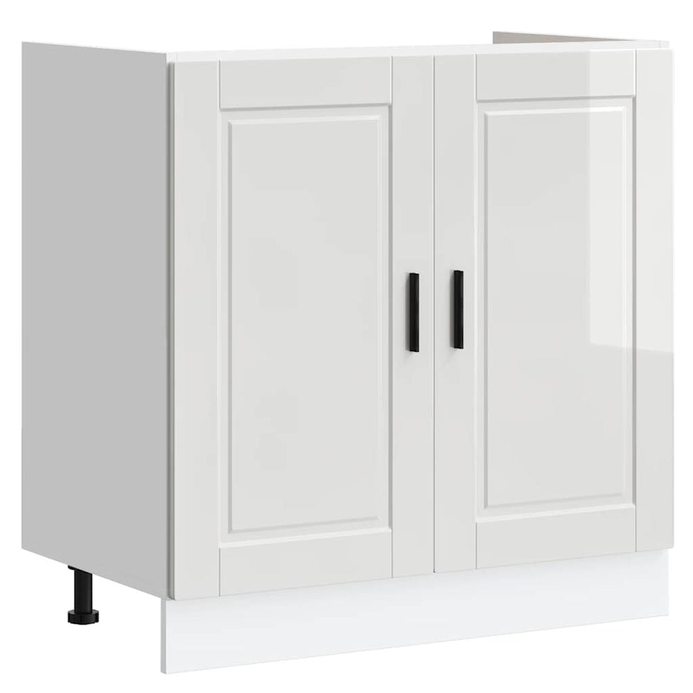 Spülenunterschrank Porto Hochglanz Weiß 80 cm