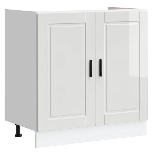 vidaXL Meuble sous-évier Porto blanc brillant 80x46x81,5 cm