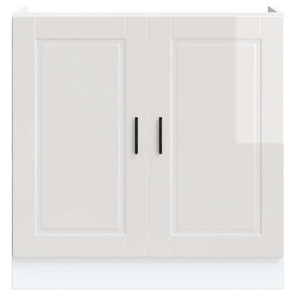 vidaXL Meuble sous-évier Porto blanc brillant 80x46x81,5 cm