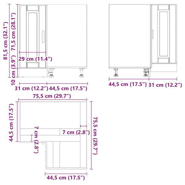Küchen Eckunterschrank Betongrau