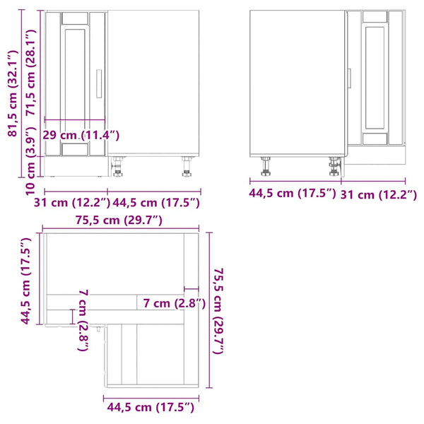 Küchen Eckunterschrank Altholz-Optik