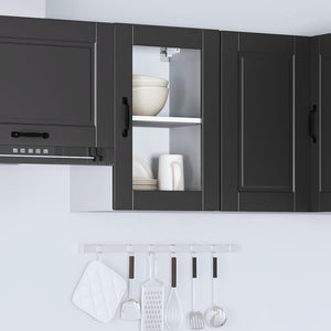 Küchen Hängeschrank Schwarz Glastür