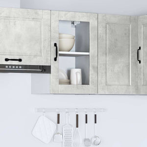 Küchen Hängeschrank Betongrau mit Glastür