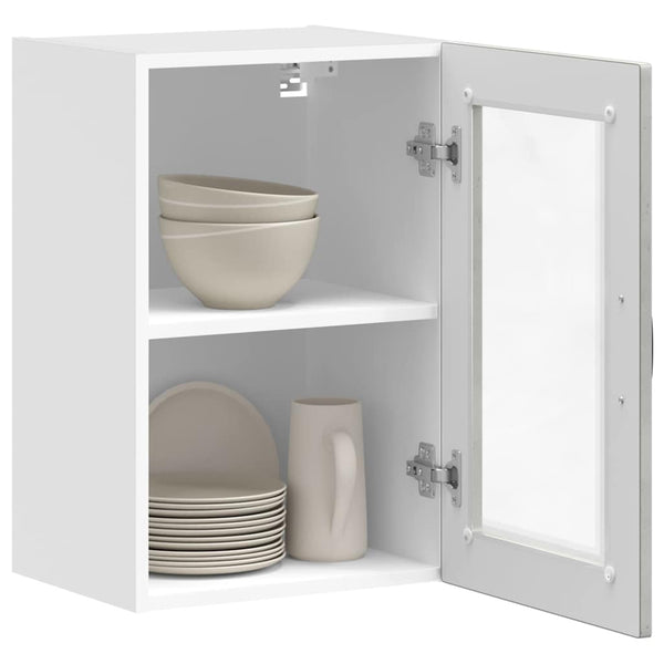 Küchen Hängeschrank Betongrau mit Glastür