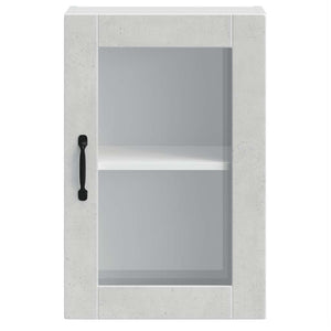 Küchen Hängeschrank Betongrau mit Glastür
