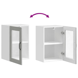 Küchen Hängeschrank Betongrau mit Glastür