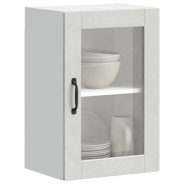 Küchen Hängeschrank Betongrau mit Glastür
