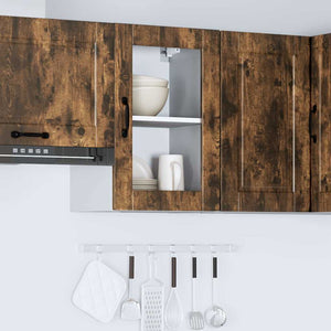Küchen Hängeschrank Räuchereiche mit Glastür