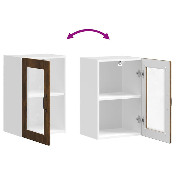 Küchen Hängeschrank Räuchereiche mit Glastür