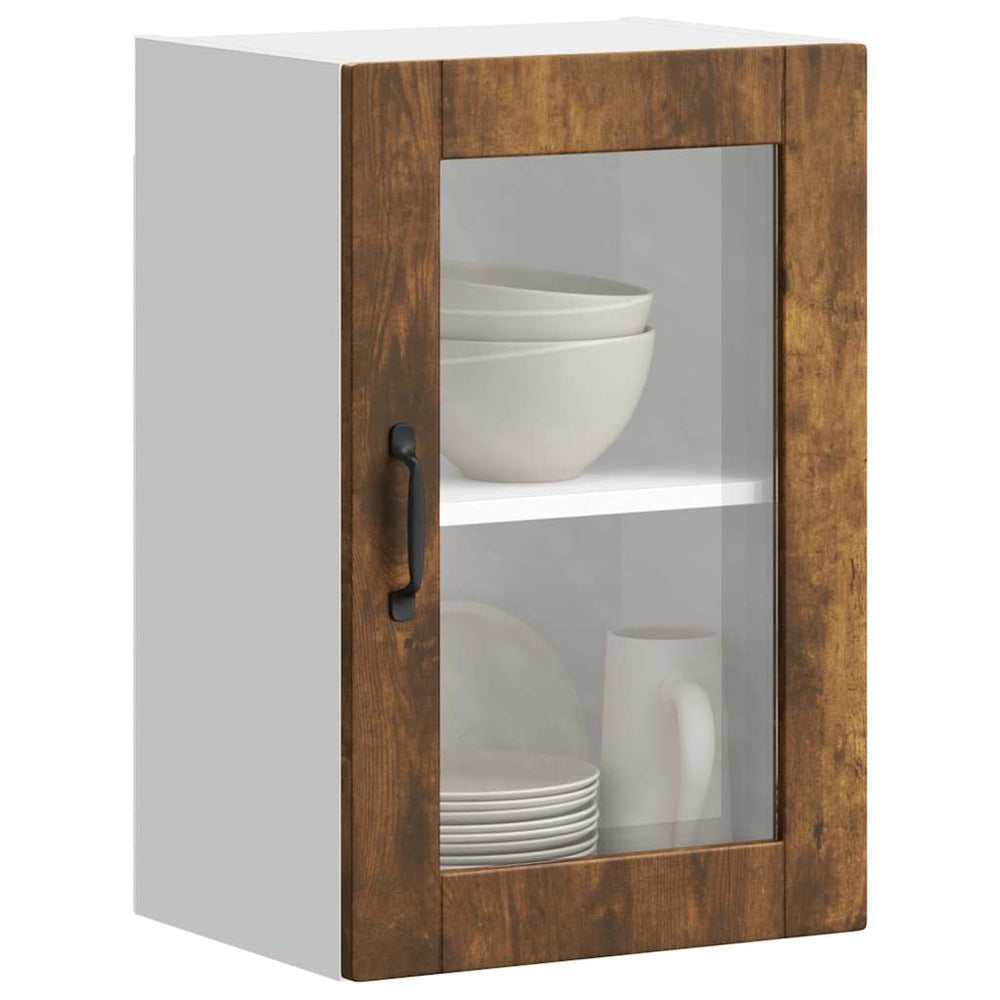 Küchen Hängeschrank Räuchereiche mit Glastür