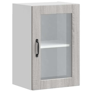 Küchen Hängeschrank Grau Sonoma mit Glastür