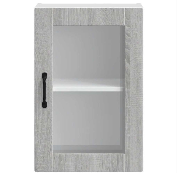 Küchen Hängeschrank Grau Sonoma mit Glastür