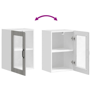 Küchen Hängeschrank Grau Sonoma mit Glastür