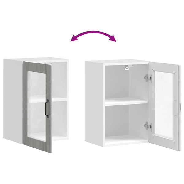 Küchen Hängeschrank Grau Sonoma mit Glastür