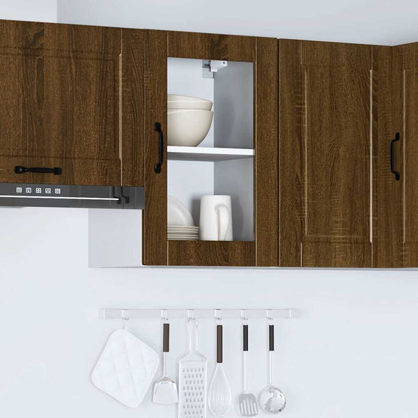 Küchen Hängeschrank Braun Eiche mit Glastür