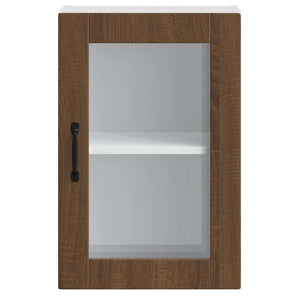Küchen Hängeschrank Braun Eiche mit Glastür