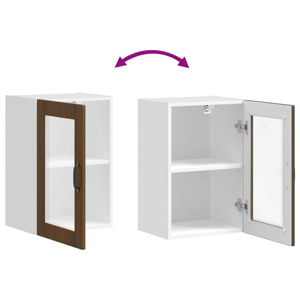 Küchen Hängeschrank Braun Eiche mit Glastür