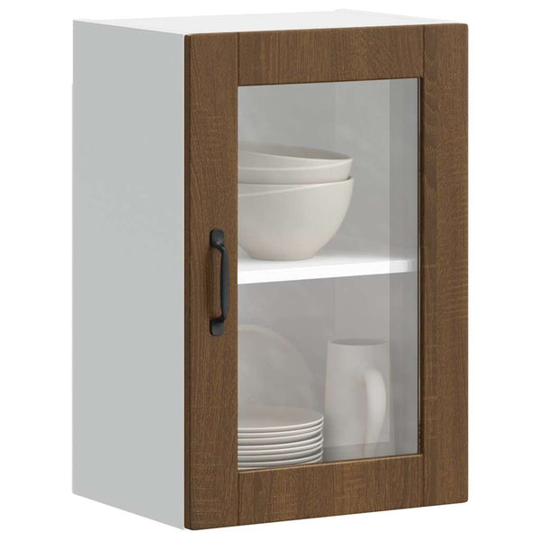 Küchen Hängeschrank Braun Eiche mit Glastür