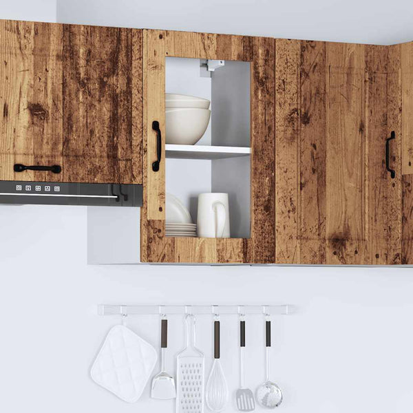 Küchen Hängeschrank Altholz-Optik mit Glastür