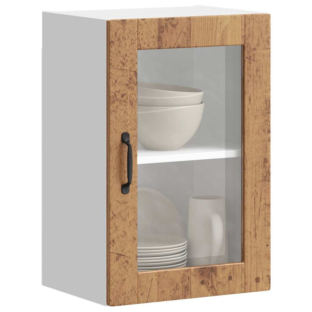 Küchen Hängeschrank Altholz-Optik mit Glastür