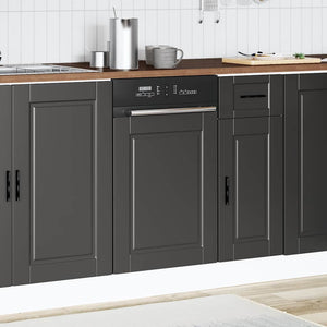 vidaXL Façade de lave-vaisselle Porto Noir 45x1,5x57 cm Bois d'ingénierie