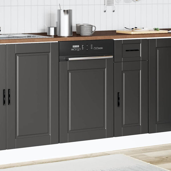 vidaXL Façade de lave-vaisselle Porto Noir 45x1,5x57 cm Bois d'ingénierie