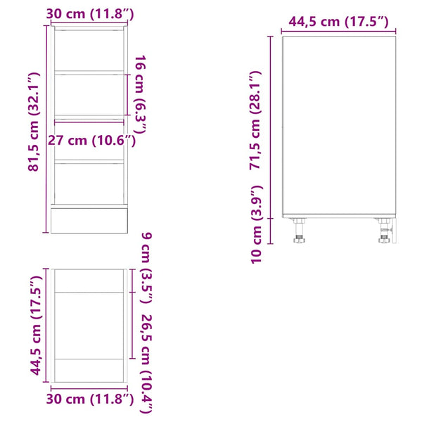 Unterschrank Riga Braun Eichen-Optik 30 cm