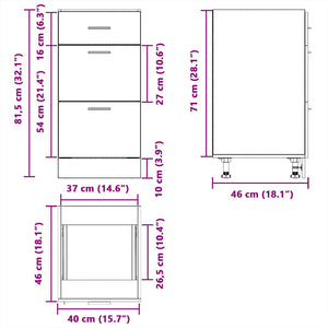 vidaXL Meuble bas Lyon gris béton 40x46x81,5 cm bois d'ingénierie