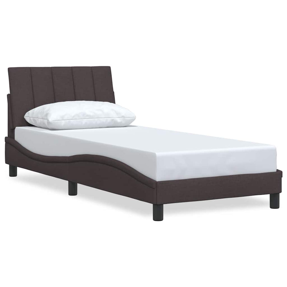 vidaXL Bed Frame without Mattress "Hanko" Dark Brown 90x190 cm Fabric