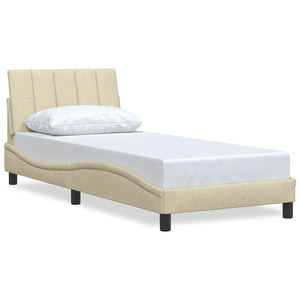 Bettgestell Creme 90x190 cm Stoff