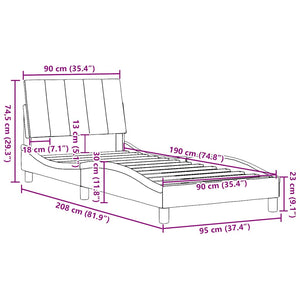 Bettgestell Creme 90x190 cm Stoff