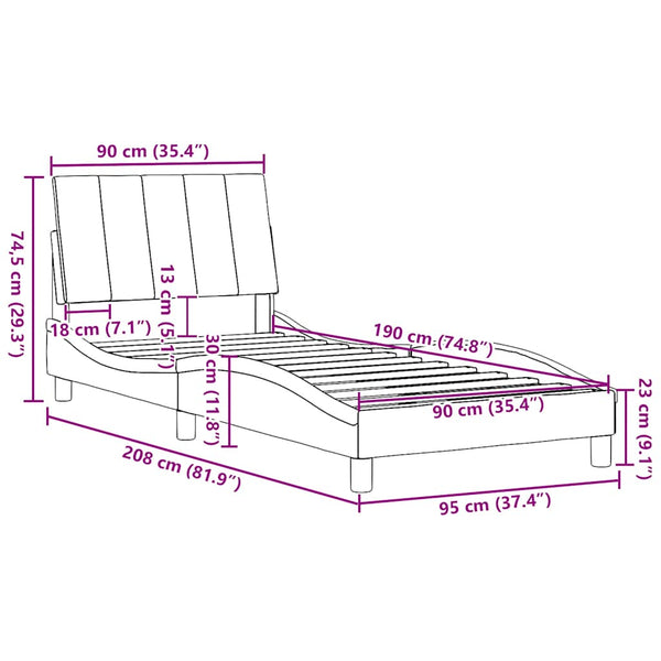 Bettgestell Creme 90x190 cm Stoff