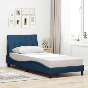 Bettgestell Stoff Blau 90x190 cm