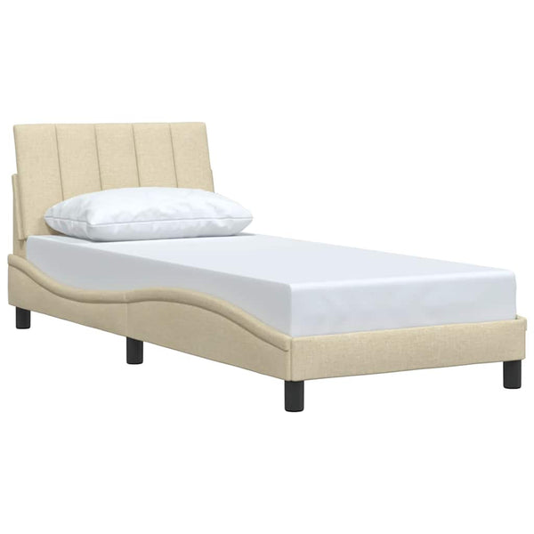 Bettgestell Creme 90x200 cm Stoff
