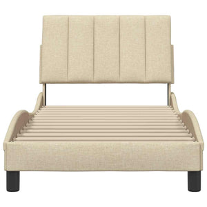 Bettgestell Creme 90x200 cm Stoff